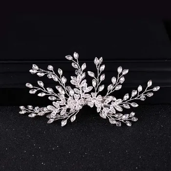 

Crystal Flower Hair Clip Rhinestone Beaded Bride Headdress Bridal Hair Sticks Headpiece Wedding Hair Jewelry Accessories SL