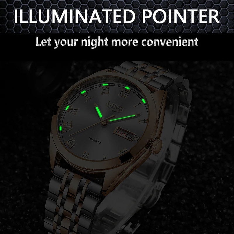 Relogio Masculino часы lige Для мужчин Топ Модный бренд автоматические неделя мужской Нержавеющая сталь Водонепроницаемый наручные часы для делового мужчины
