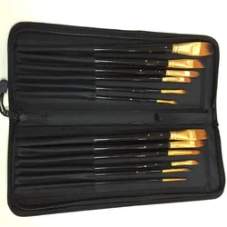 High quality Nylon paintbrushes 12pcs/set and brush bag Watercolor/ Gouache/Acrylic/ Oil paint brushes ART drawing  supplies