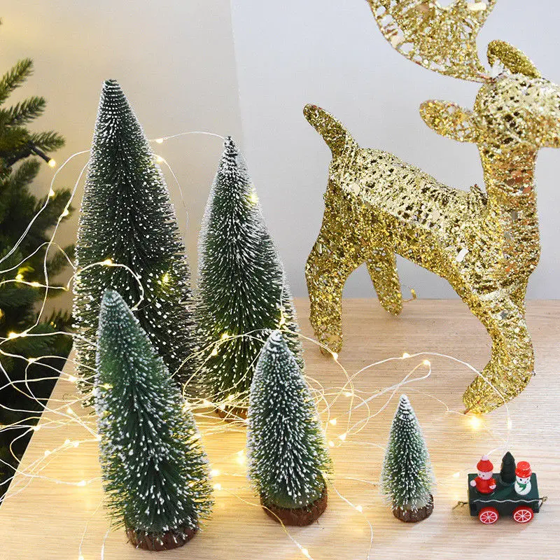 

Hot Mini Christmas Tree Snowflakes Artificial Christmas Mini Cedar Ornaments Festival Table Miniature Ornament Home Decoration