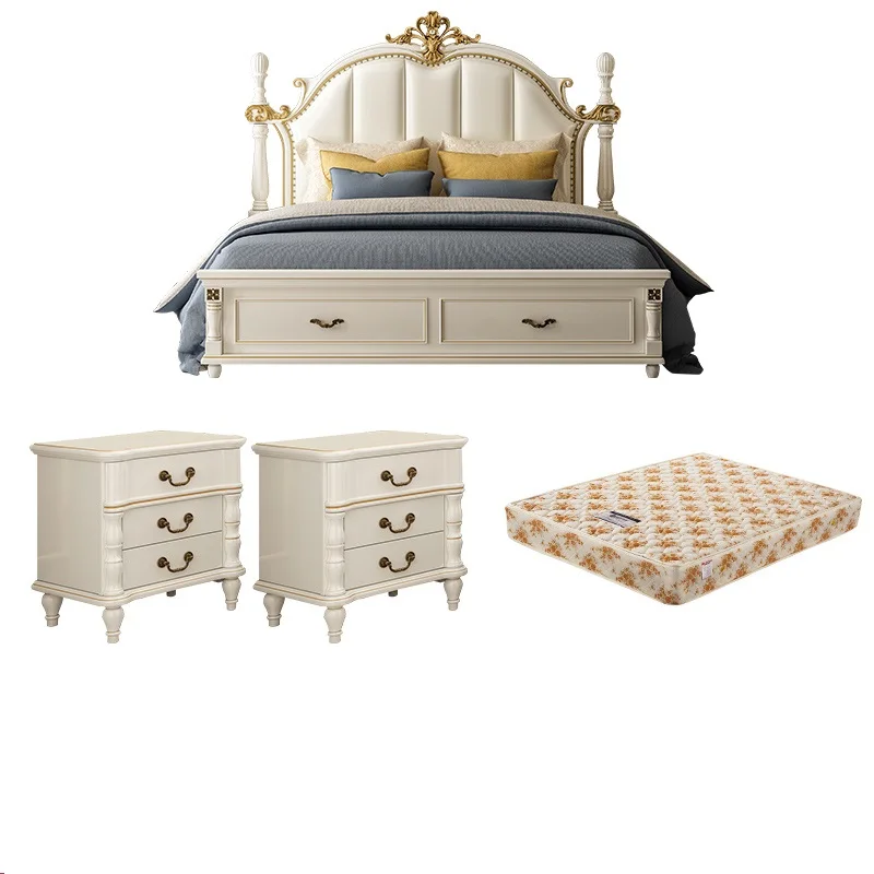 Easylive простой европейский светильник роскошный стиль натуральная кожа кровать мебель для спальни