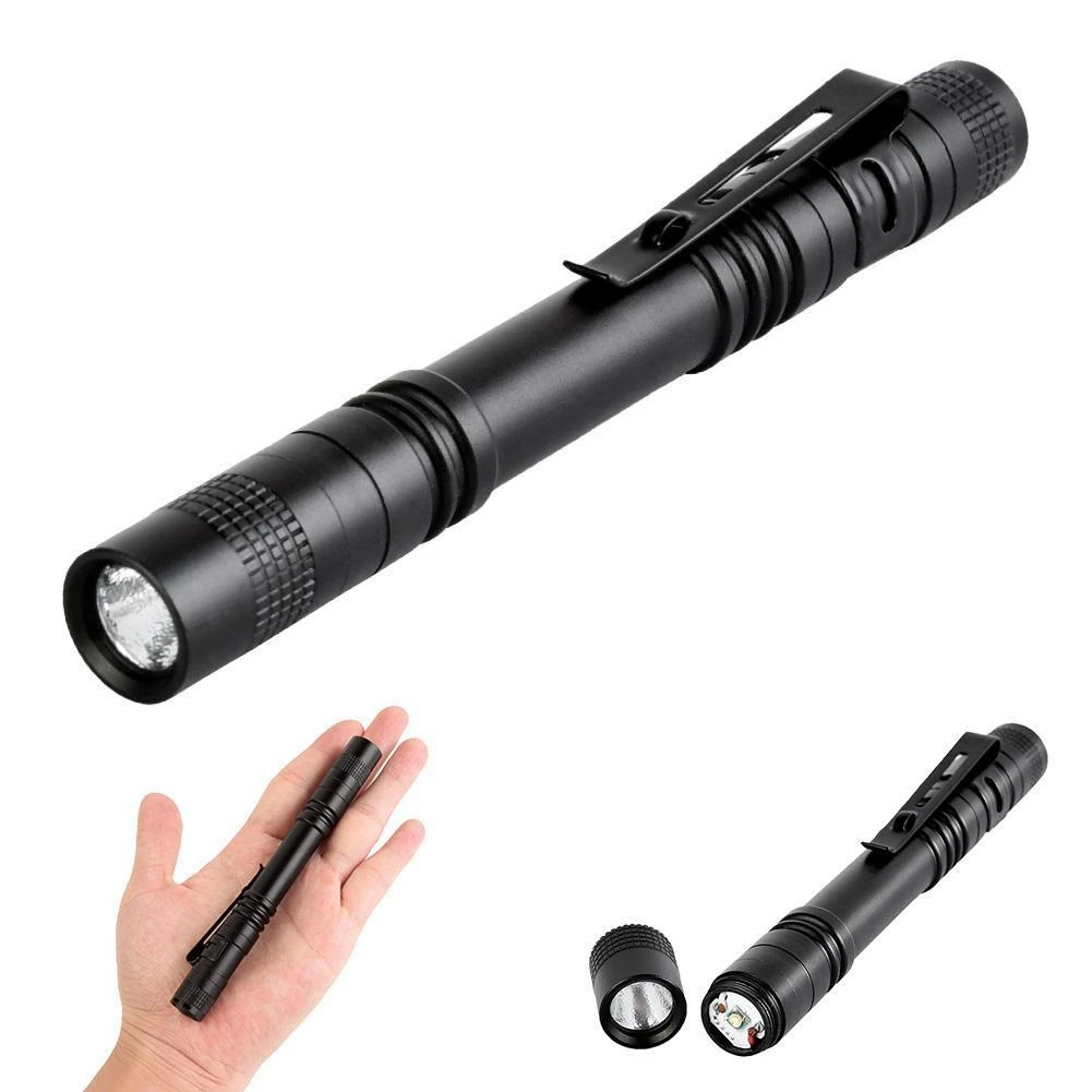 Mini 3000LM LED Flashlight Portable Pen Clip Torch Light For Hiking Camping AAA