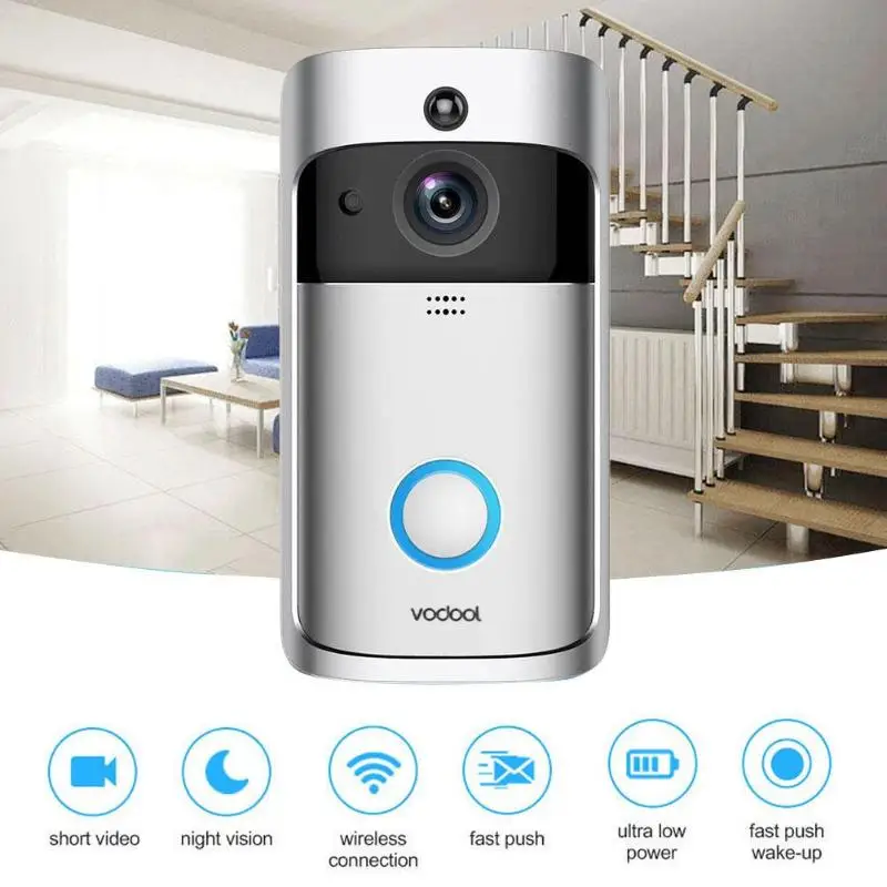 

Vodool V5 Smart Wireless Doorbell HD 720P WiFi Video Doorbell Camera Security Visual Bell Recording Home Night Vision Monitor