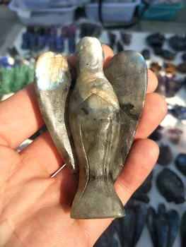 

8cm Labradorit Crystal Healing Angel for crystal grid Carved Angel For Decoration