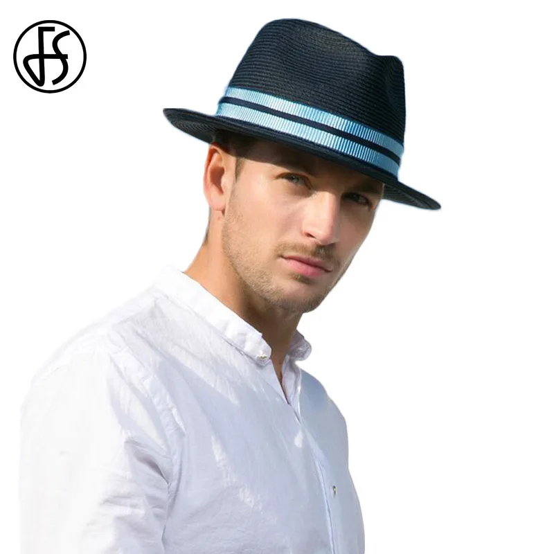 Unisex Fashion Sun Hat Summer Straw Beach Panama Hat with Wide Brim Homburg Jazz Hat