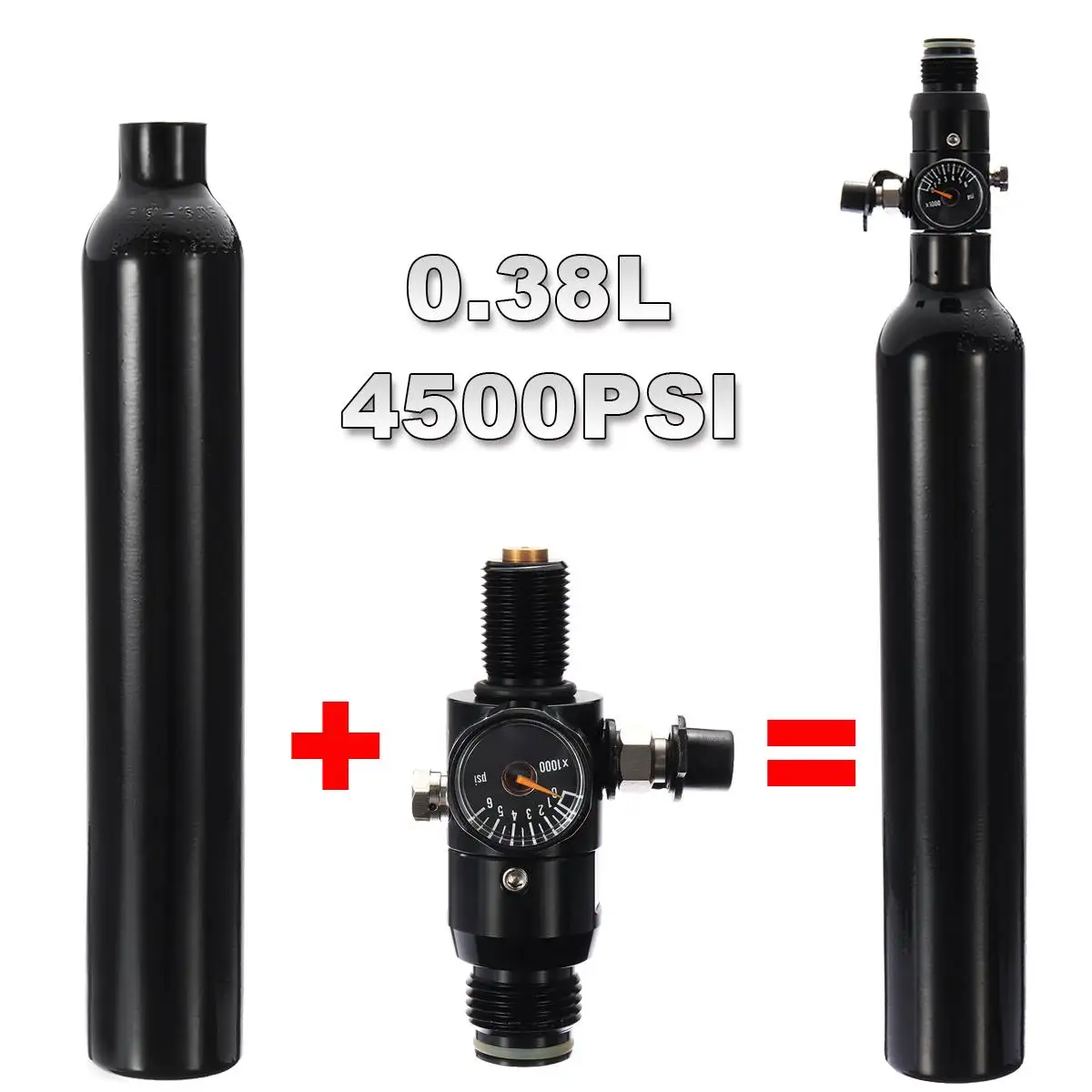 PCP Пейнтбол HPA бак 380CC бутылка 3000PSI CO2 Сода поток цилиндр с регулятором 4500psi выход |