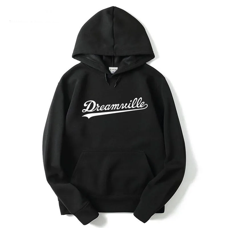 Новинка Dreamville Records толстовки Sudaderas Hombre мужская толстовка с капюшоном черный/серый хлопковый спортивный костюм брендовая одежда - Цвет: black