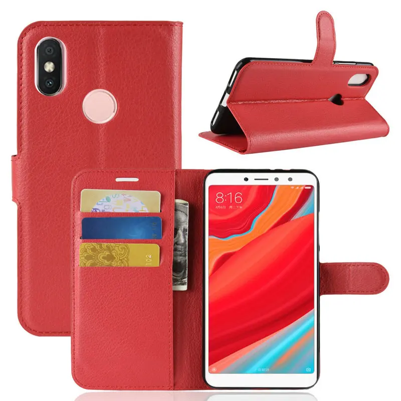 Кожаный чехол бумажник с узором Личи для телефона Xiaomi Redmi S2 Mix 2S 3 Max книжка
