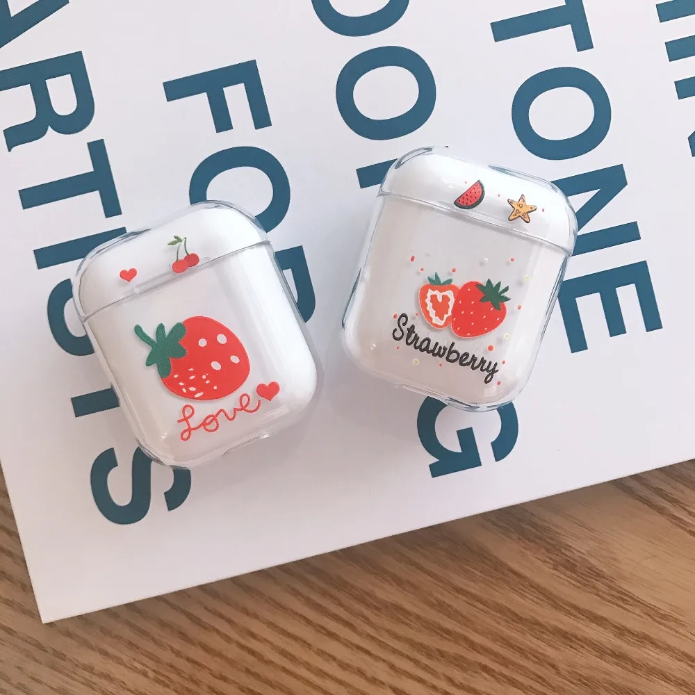 

Cute Strawberry Hard Case For Apple AirPods Protect Cover Wireless Bluetooth Earphone Case For Airpods Air Pods Charging Box