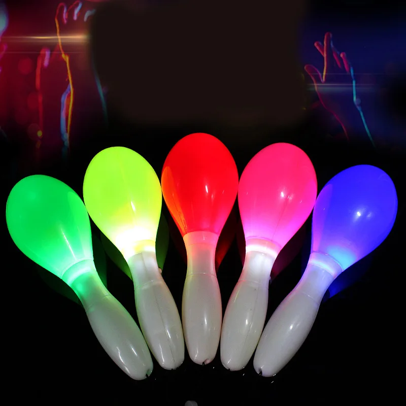 2 шт. maracas огни мигает многоцветный светодиодный свет maracas неоновый сенсорный встряхиватель лампа игрушка ребенок шейкер погремушки