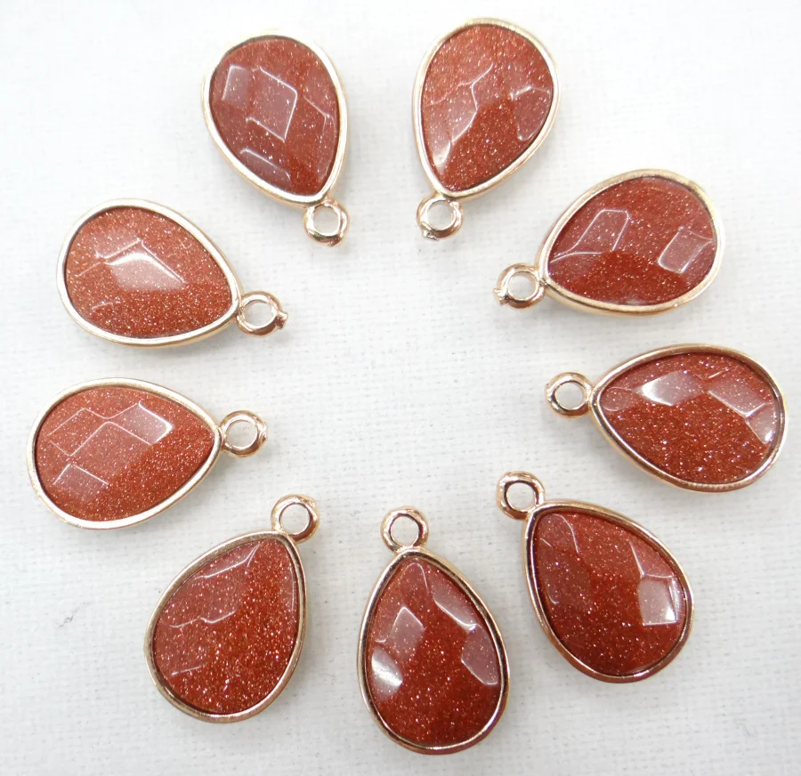 

wholesale 1pcs fashion Natural Stone teardrop Section Cut Face Pendant 24*15mm multiple colour DIY for Necklace Jewelry Making