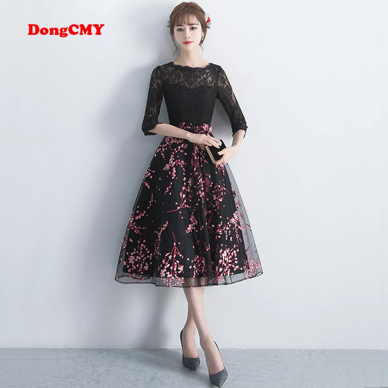 Vestido de Baile para Mulheres Festa à Noite Dongcmy Vestido Curto Elegante Preto 2020