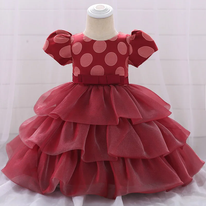 Одежда для новорожденных; коллекция года; платье для маленьких девочек; свадебные платья; костюм для детей; летнее платье принцессы на день рождения; платье на крестины - Цвет: Wine red