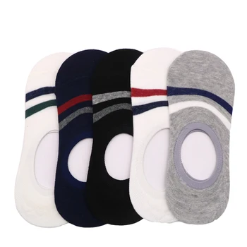 

6pcs/3pair Unisex Men's Boat Socks Stripe Pattern Silicone Anti-skid Design Invisible No Show Socks Non-slip Woman Males Socks