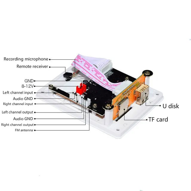 Aiyima MP3 Decoder Board Bluetooth Audio Receiver Module LED Lyric Display 12V USB SD WAV WMA Decoding MP3 Player AUX FM