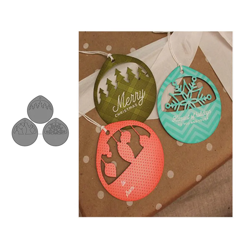 

JC Metal Cutting Dies for Scrapbooking 3pcs Christmas Pendant Stencil Craft DIY Album Embossing Folder Paper Card Maker Template