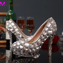 Lady Sexy High Heels Shoes Woman Stiletto Heel Handmade Party Rhinestone Pumps Platform Pumps Crystal Bridal Wedding Shoes