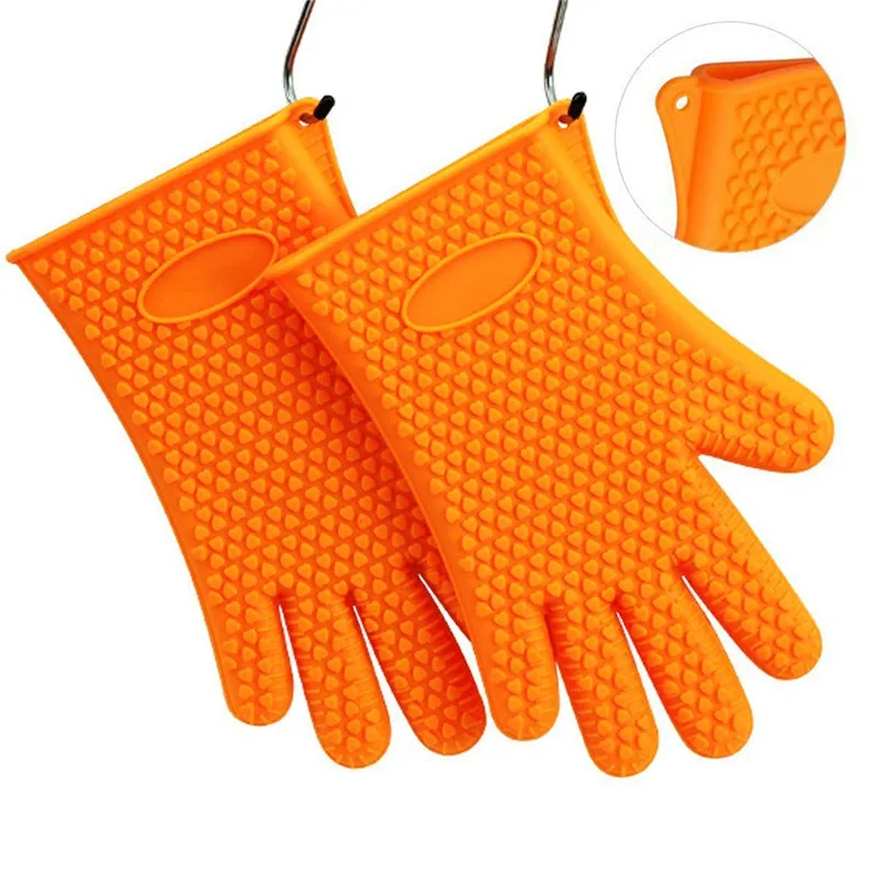 

1 Pcs Food Grade Thick Heat Resistant Silicone Kitchen Barbecue Oven Glove Mitts Grill Baking Gloves