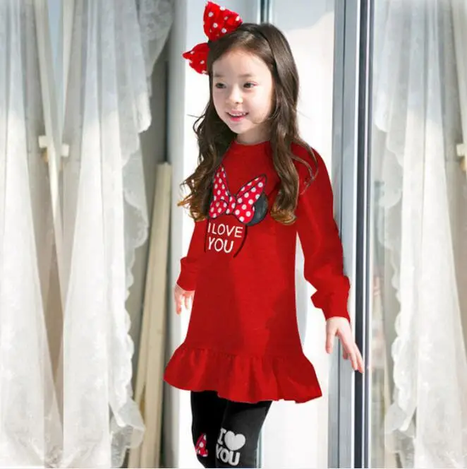 New Children Clothing Sets Costumes For Kids Sport Suits Girls Clothes Sets girls Dress+pants Cartoon Baby Girls Clothes