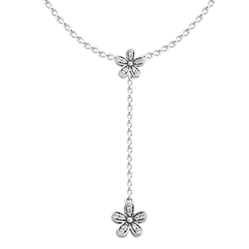 

Original 925 Sterling Silver Necklaces Dazzling Daisies Necklace Pendant for Women DIY Jewelry Wholesale