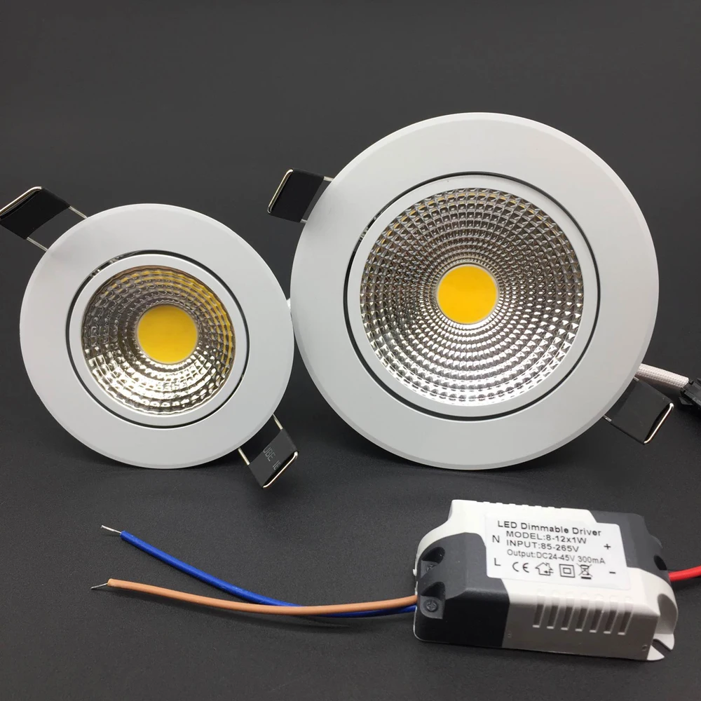 Dimmable Led downlight light COB Ceiling Spot Light 5W 7W 9W 12W 85-265V ceiling recessed Lights Indoor Lighting