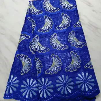 

Royal Blue Nigerian Lace fabrics 2019 African Swiss Voile Lace High Quality Swiss Voile Lace in Switzerland For Wedding YYZ0823