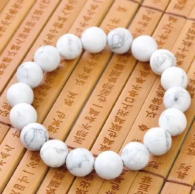 Natural White Howlite Stone Bead Bracelets Men and Women Girls Stone Bracelet