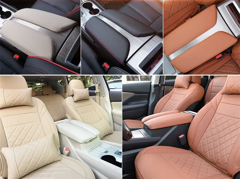 Черный коричневый центральный подлокотник для хранения кожаный чехол Nissan Murano 2015