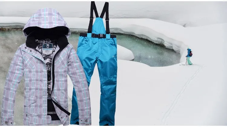 Бесплатная доставка 2017 высокое качество женские зимние дышащие Водонепроницаемый Куртки + Штаны женские толстые теплые зимние костюм YW