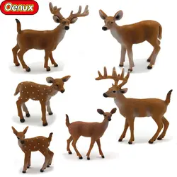 Oenux 6 шт. классические Африканские животные белый-хвостый олень статическая модель фигурки героев дикий олень животное обучающая игрушка