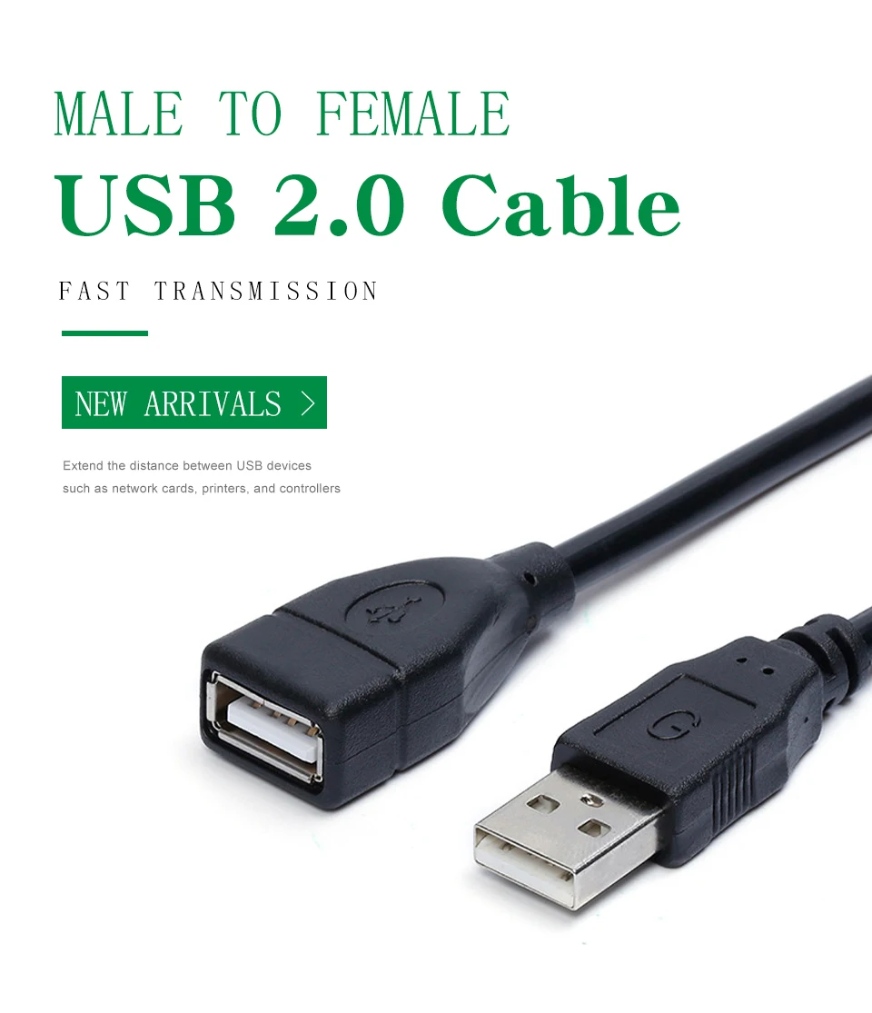 USB2.0 Extension Cable Male to Female Extender Cord Wire Cables  Extended for laptop PC Keyboard Printer Mouse Computer cable (1)