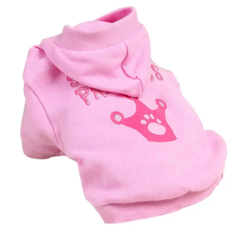 New Pink Pet Dog Clothes Crown Pattern Puppy Clothing Coat Hooded