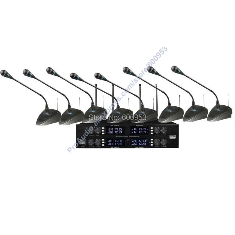 

Professional UHF 8x100 Channel Conference Gooseneck Meeting Microphone Mic System
