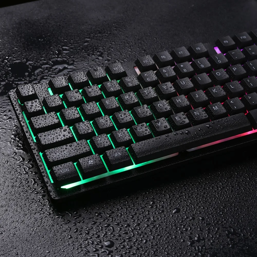 Игровая клавиатура 104 клавиши с подвеской радужная RGB подсветка USB Проводная