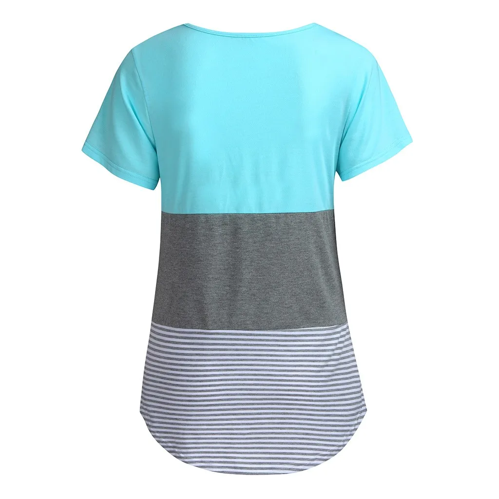 Женская летняя одежда для беременных, полосатая одежда с короткими рукавами для грудного вскармливания топик, женская футболка, хлопковая комбинированная футболка для кормящих детей