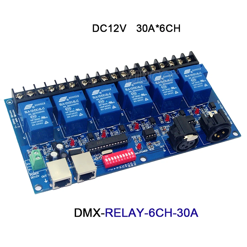 DC12V 3CH/4CH/6CH/8CH/12CH/16CH Реле Переключатель dmx512 контроллер, XRL RJ45 DMX512 реле диммер для светодиодной лампы