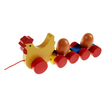 

Early Learning Wooden Educational Toys Toddler Chick/Duck Pull Carts