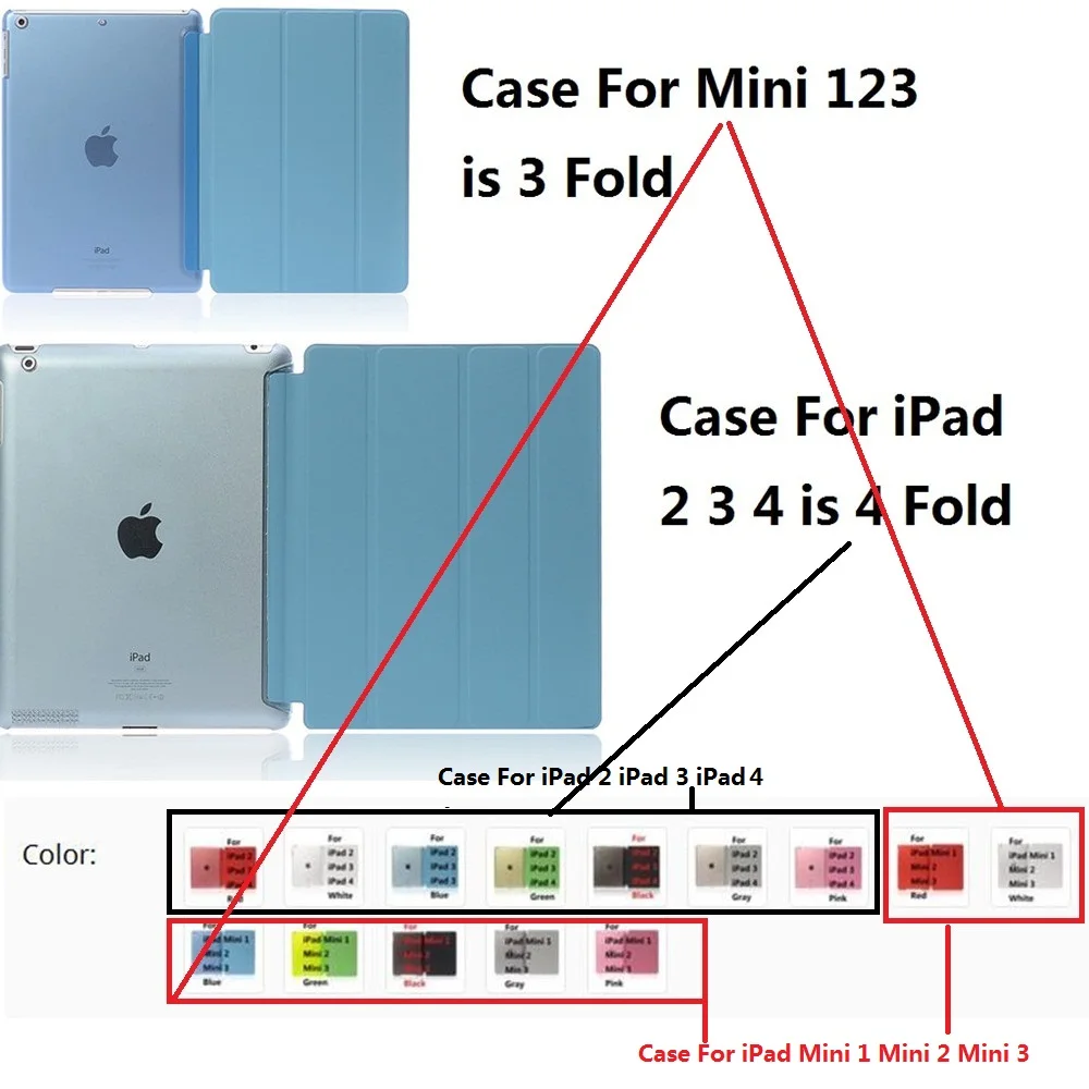 QUWIND ультра тонкий складной чехол из искусственной кожи с кристальной жесткой задней смарт-подставкой для iPad 2 iPad 3 iPad 4 Mini 1 2 3 4 5