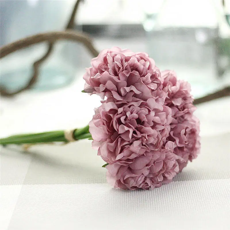 Hot Artificial Silk Fake Flowers Peony Floral Wedding Bouquet Bridal Hydrangea Decor Natural Lifelike Beautiful Best Gifts @W | Дом и сад