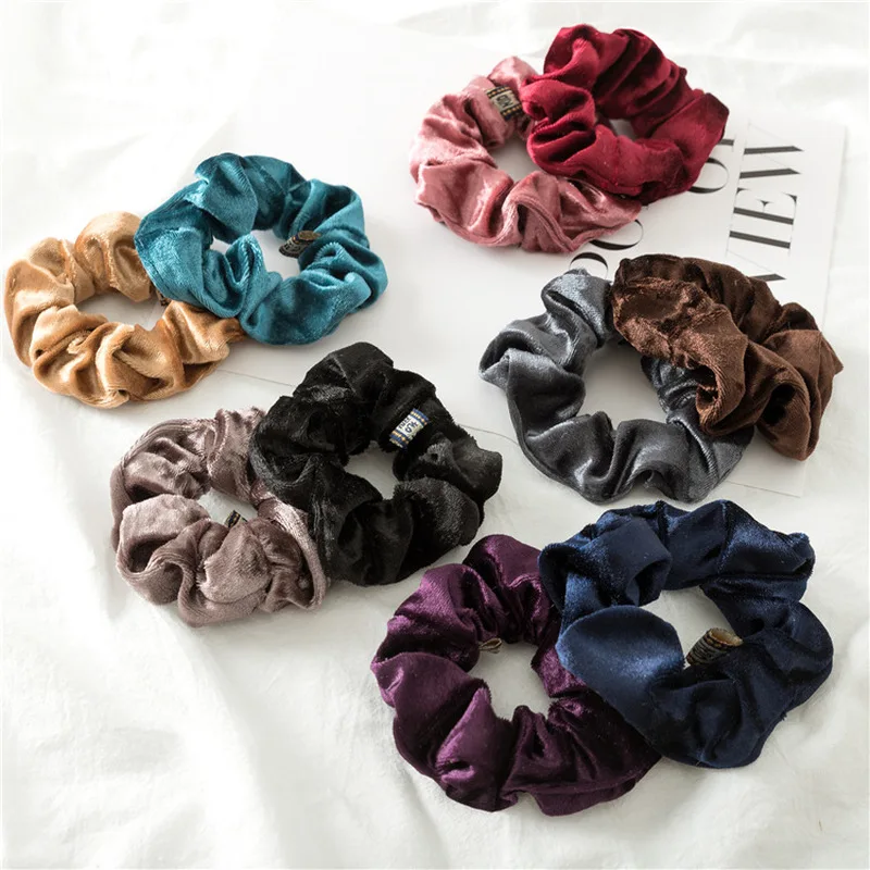 

1PC Solid Lady Hair Scrunchies Ring Elastic Hair Bands Pure Color Bobble Sports Dance Charming Scrunchie Velvet Soft Hairband