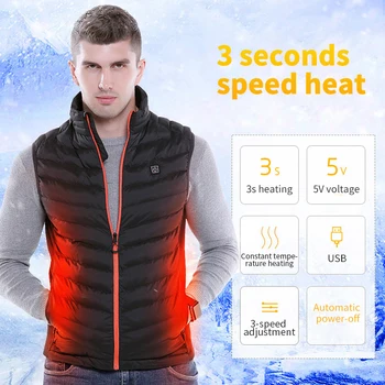 

USB Infrared Heating Cotton Vest Jacket Men Winter Electric Thermal Clothing Security intelligent Constant temperature Waistcoat