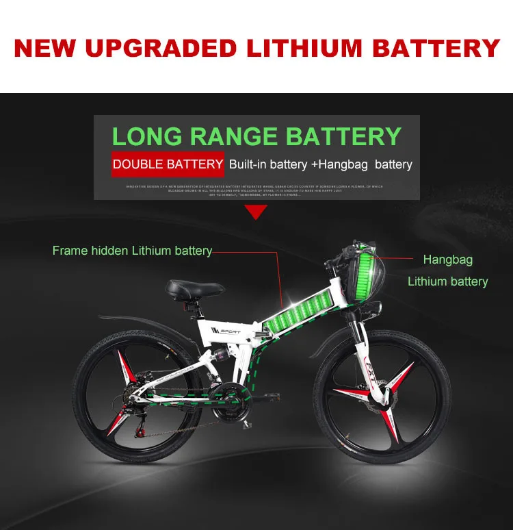 Flash Deal LOVELION 26inch Electric Bicycle 48v Double Lithium Battery Electric Mountain Bike Smart Assist Hybrid Ebike Rang 80-100km Ebike 28