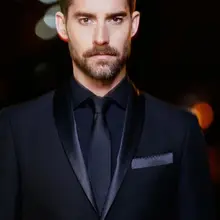 Темно-синий; великолепные для свадьбы или выпускного бала костюмы для званого обеда, комплект из 2 предметов, комплект со смокингом Жениха Лучший мужской костюм Индивидуальный заказ Блейзер Осенняя одежда года