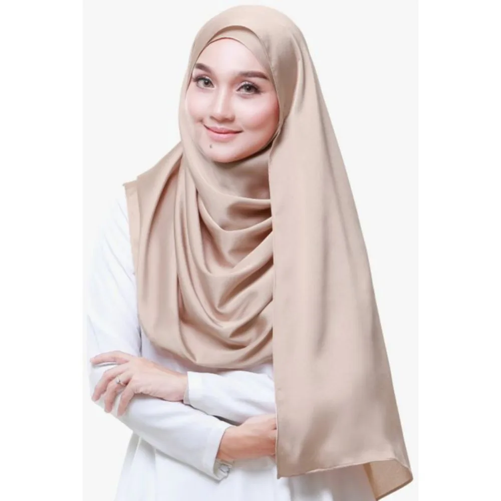 

Women Muslim Stretch Turban Solid Color Scarf Wrap Soft Casual Simulation Silk Hijabs New