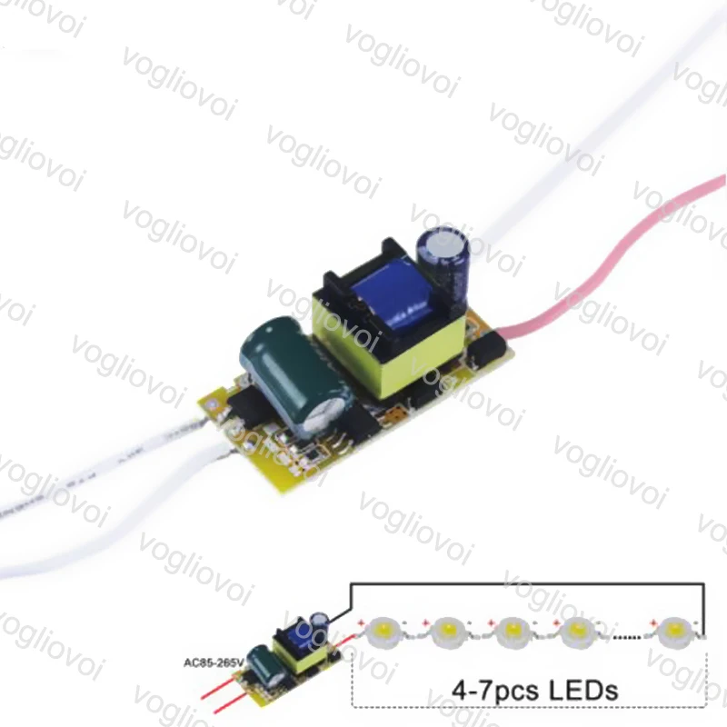 Vogliovoi 4 · 7 Вт светодиодный трансформатор источник питания встроенный постоянный ток освещение 90-265 в выход 300 мА Драйвер