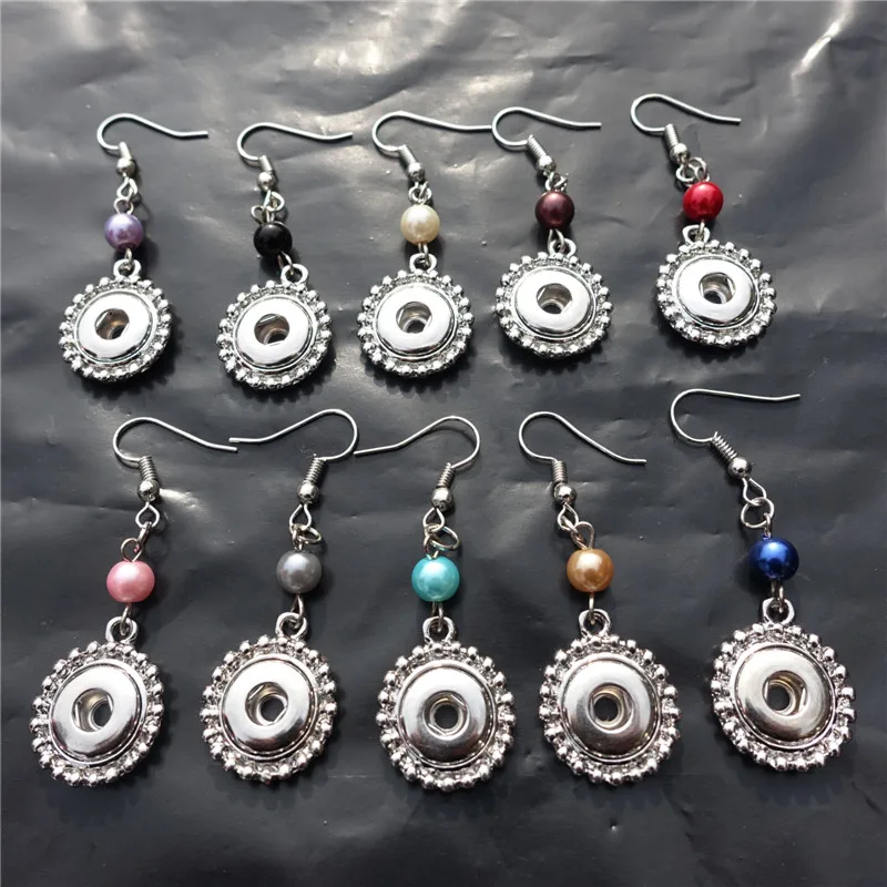 

Fashion Petite Pearl 12mm Snap Buttons Dangle Earrings For Girls & Women Jewelry