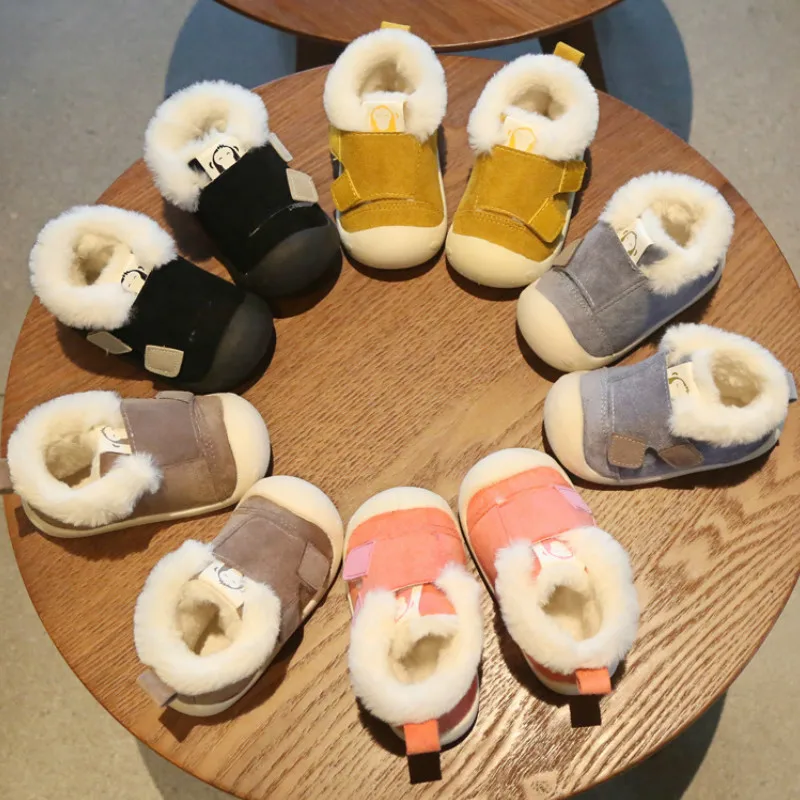 

Infant Babys Shoes 2019 Autumn Winter New Baby Cotton Shoes Plus Velvet Baby Toddler Shoes Soft Bottom Magic Slip First Walkers