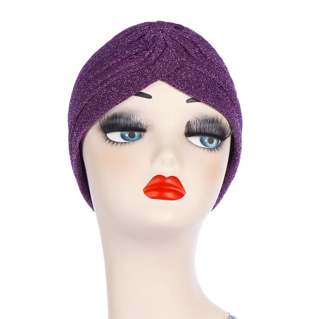 

Women Solid India Hat Muslim Ruffle Cancer Chemo Beanie Turban Wrap Cap Scarfs For Ladies