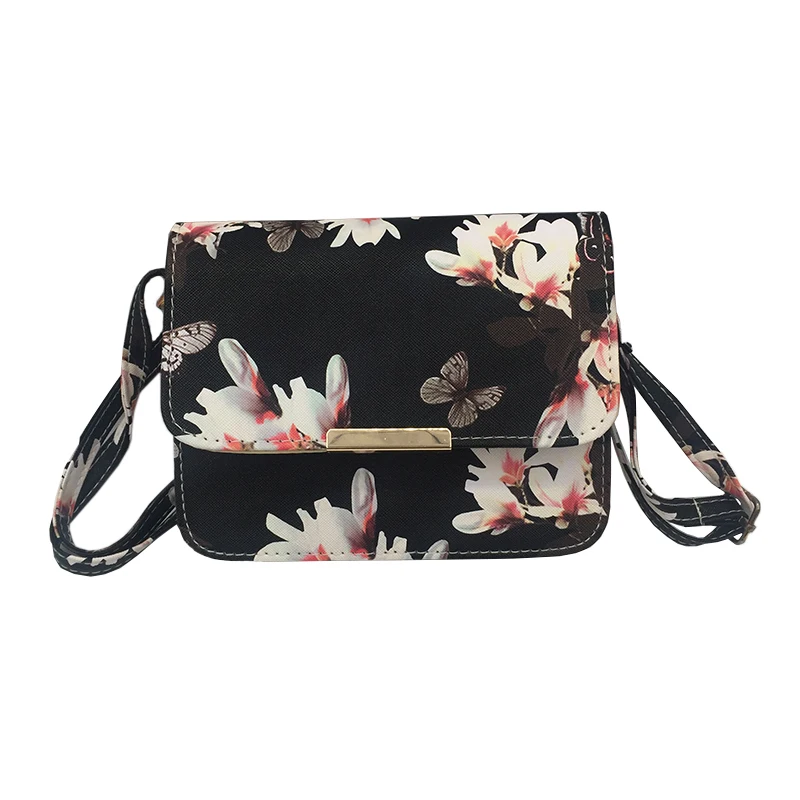 Women Floral leather Shoulder Bag Satchel Handbag Retro Messenger Bag Famous Designer Clutch Shoulder Bags Bolsa Bag Black White