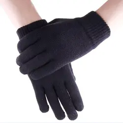 Мужские и женские перчатки с сенсорным экраном зимние теплые флисовые теплые вязаные перчатки